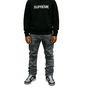 Men’s Vale Lives Stack Denim Jeans Tie Dye Acid Wash Mens 32